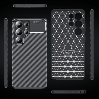 For Samsung Galaxy S25 Ultra 5G Carbon Fiber Texture Shockproof TPU Phone Case(Black) by buy2fix