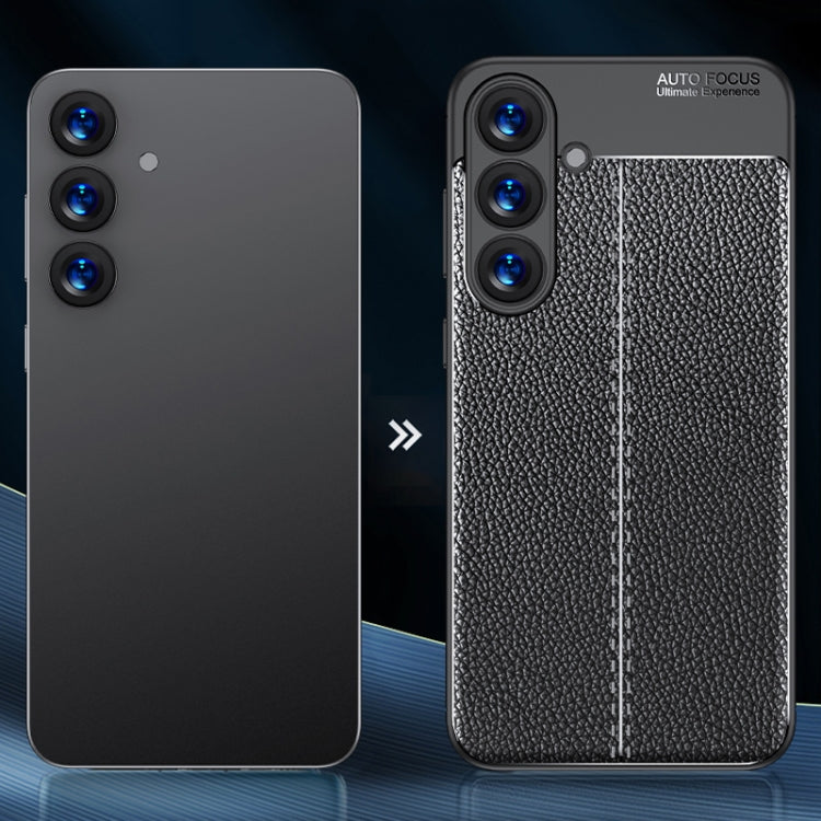 For Samsung Galaxy S25 5G Litchi Texture Shockproof TPU Phone Case(Black) by buy2fix