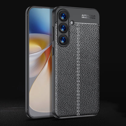 For Samsung Galaxy S25+ 5G Litchi Texture Shockproof TPU Phone Case(Black) by buy2fix