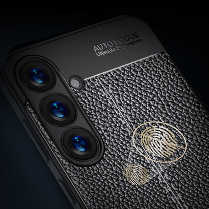 For Samsung Galaxy S25+ 5G Litchi Texture Shockproof TPU Phone Case(Black) by buy2fix