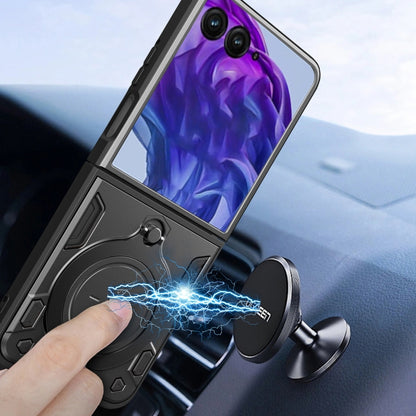 For Motorola Razr 50 Ultra CD Texture Magnetic Holder Phone Case(Blue) by buy2fix