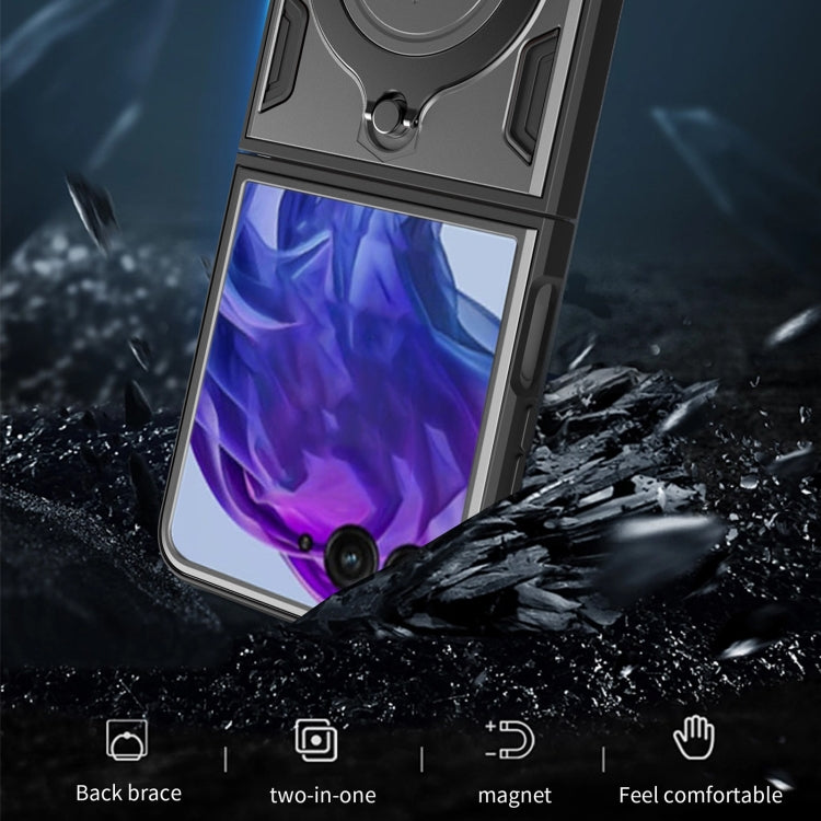 For Motorola Razr 50 Ultra CD Texture Magnetic Holder Phone Case(Silver) by buy2fix