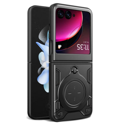 For Motorola Razr 50 CD Texture Magnetic Holder Phone Case(Black) by buy2fix