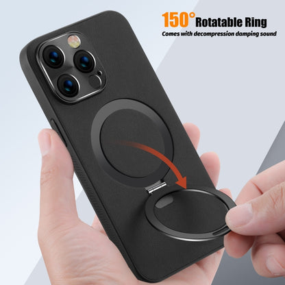 For iPhone 14 MagSafe Rotation Holder PC + Leather Phone Case(Black) by buy2fix