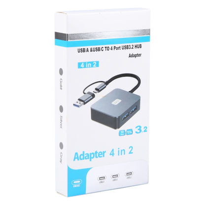 BYL-2320 4 in 2 USB + USB-C / Type-C to USB 3.2 4 Port HUB Adapter(Grey) by buy2fix