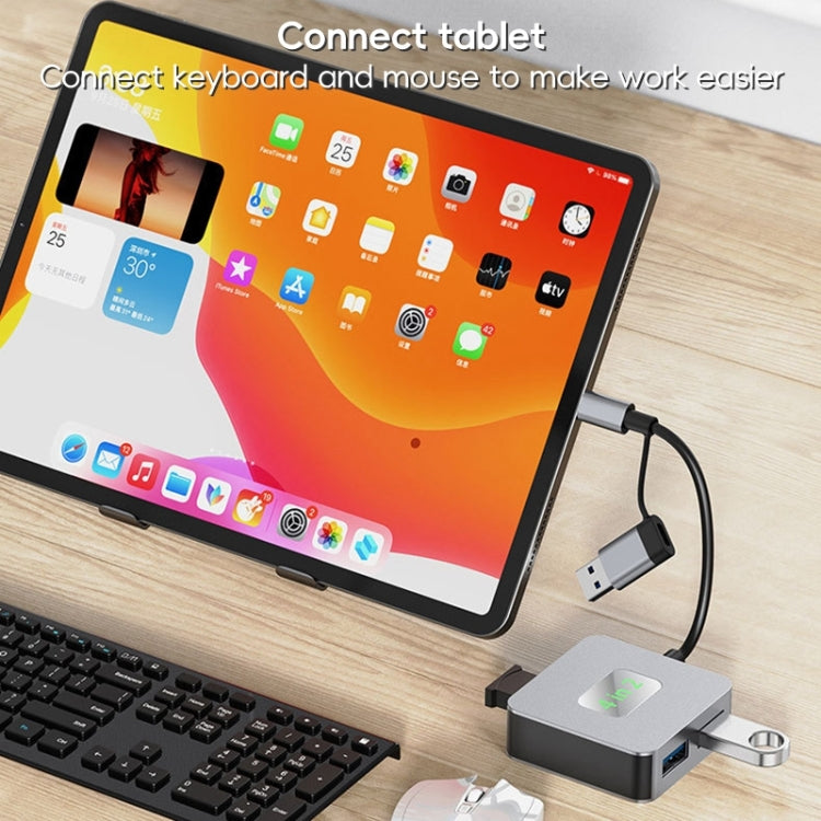 BYL-2320 4 in 2 USB + USB-C / Type-C to USB 3.2 4 Port HUB Adapter(Grey) by buy2fix