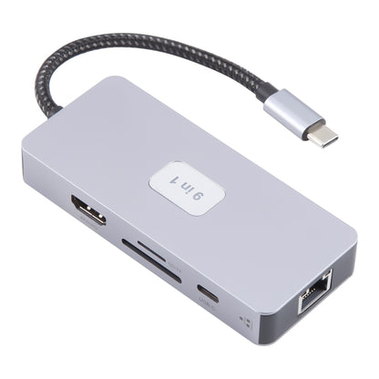 BYL-2318 9 in 1 USB-C / Type-C to USB3.0+Type-C+1000M Ethernet+HDTV+SD / TF Dual Card Slot Docking Station(Grey) by buy2fix