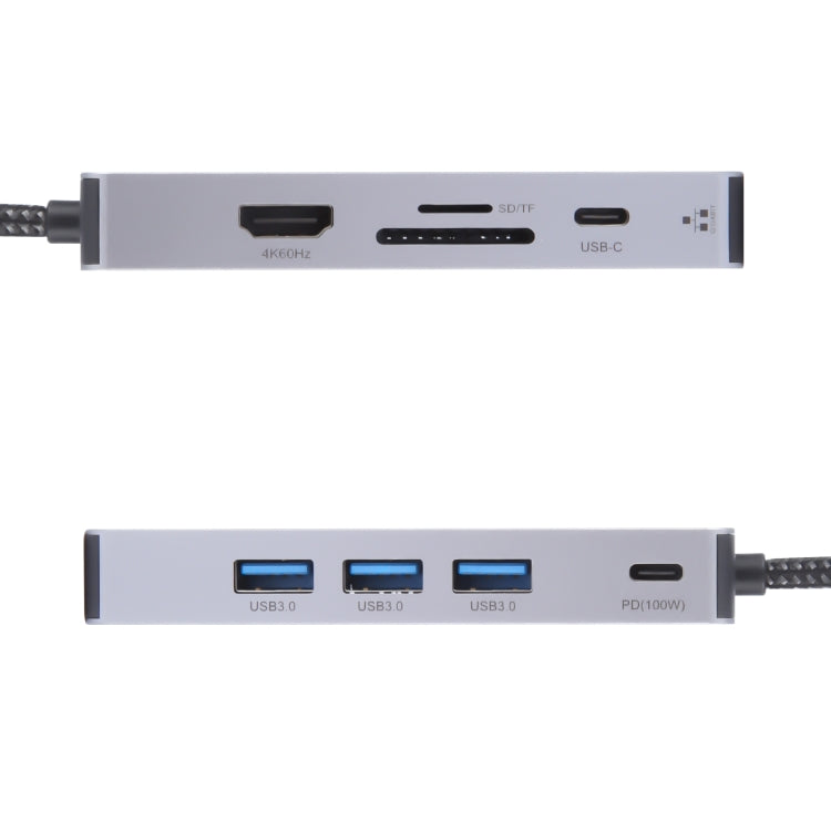 BYL-2318 9 in 1 USB-C / Type-C to USB3.0+Type-C+1000M Ethernet+HDTV+SD / TF Dual Card Slot Docking Station(Grey) by buy2fix