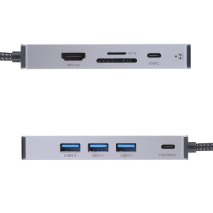 BYL-2318 9 in 1 USB-C / Type-C to USB3.0+Type-C+1000M Ethernet+HDTV+SD / TF Dual Card Slot Docking Station(Grey) by buy2fix