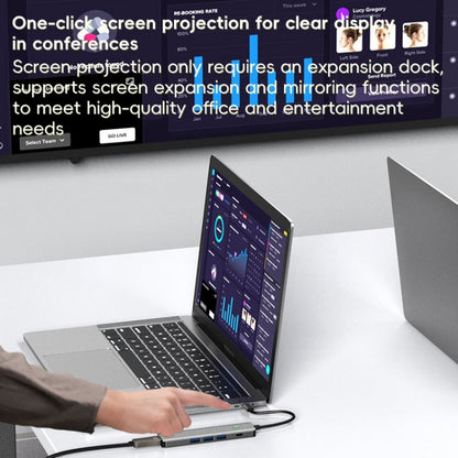 BYL-2319 5 in 1 USB-C / Type-C to USB3.0+USB-C / Type-C+HDTV Multi-function Docking Station(Grey) by buy2fix