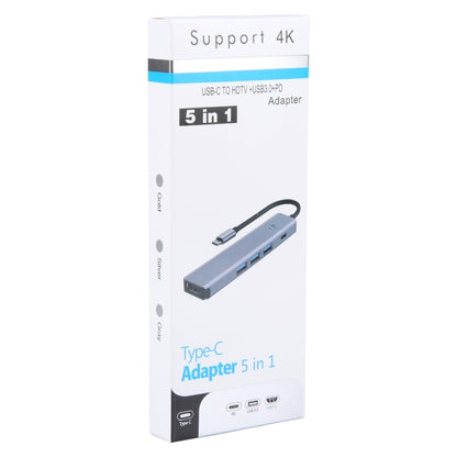 BYL-2319 5 in 1 USB-C / Type-C to USB3.0+USB-C / Type-C+HDTV Multi-function Docking Station(Grey) by buy2fix