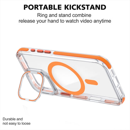 For iPhone 16 Pro Dual-Color Clear Acrylic Hybrid TPU Lens Flip Holder MagSafe Phone Case(Orange) by buy2fix