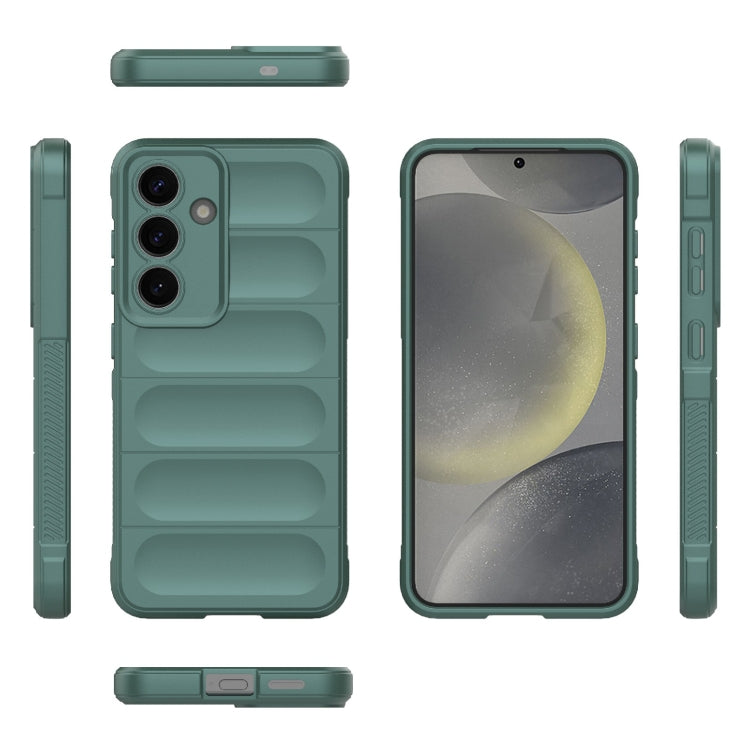 For Samsung Galaxy S25 5G Magic Shield TPU + Flannel Phone Case(Dark Green) by buy2fix