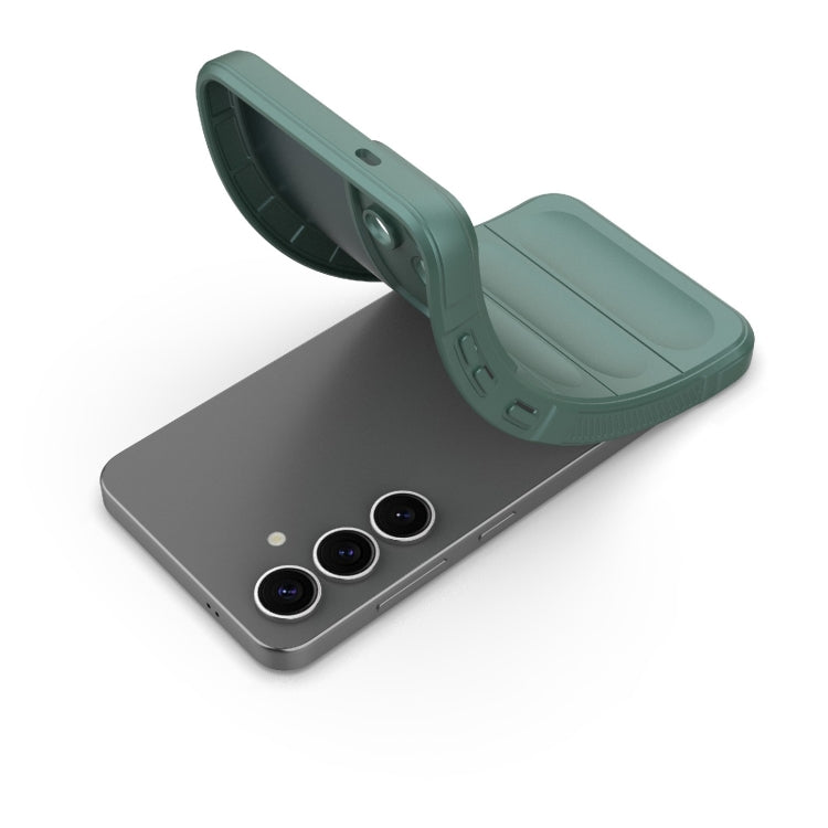 For Samsung Galaxy S25 5G Magic Shield TPU + Flannel Phone Case(Dark Green) by buy2fix