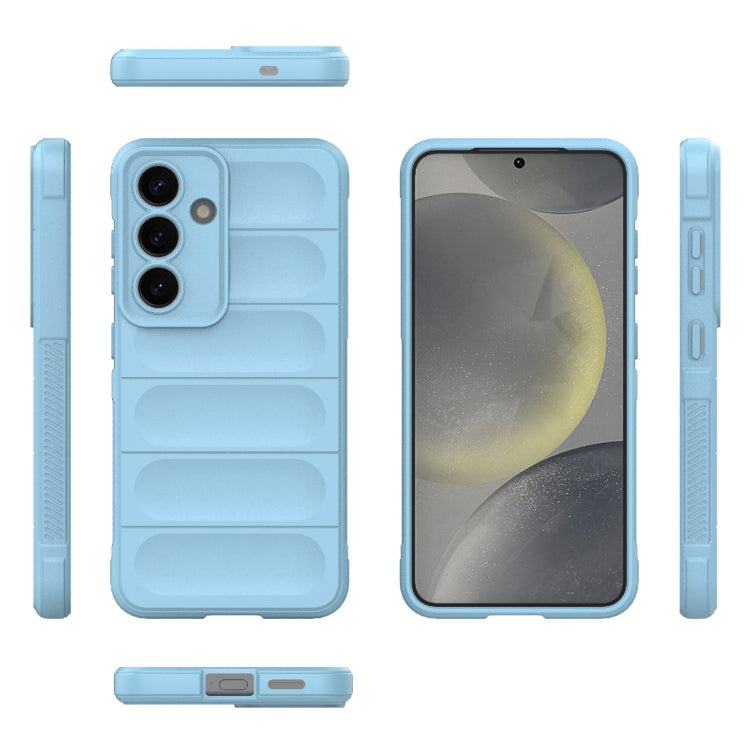 For Samsung Galaxy S25 5G Magic Shield TPU + Flannel Phone Case(Light Blue) by buy2fix