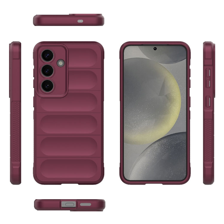 For Samsung Galaxy S25 5G Magic Shield TPU + Flannel Phone Case(Wine Red) by buy2fix