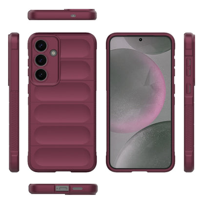 For Samsung Galaxy S25+ 5G Magic Shield TPU + Flannel Phone Case(Wine Red) by buy2fix