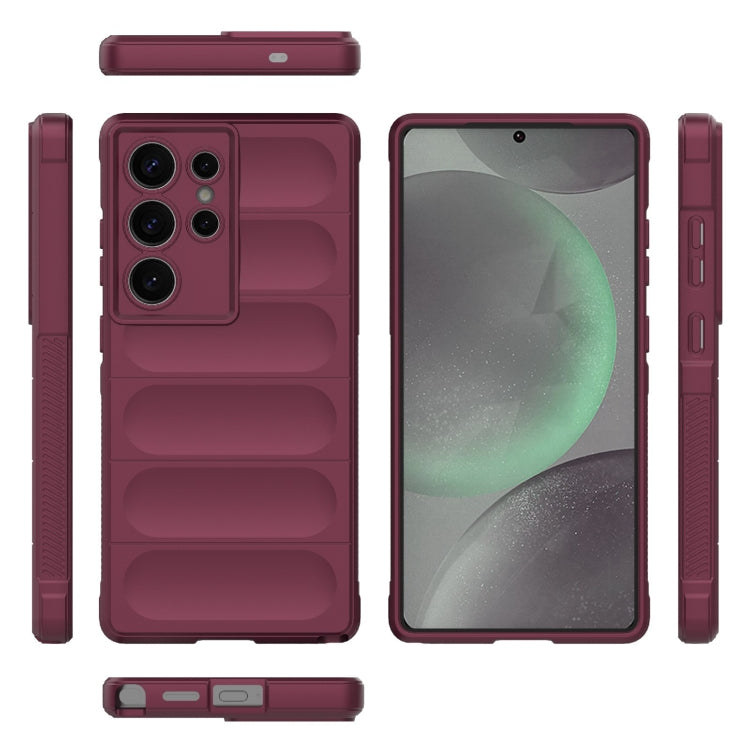 For Samsung Galaxy S25 Ultra 5G Magic Shield TPU + Flannel Phone Case(Wine Red) by buy2fix