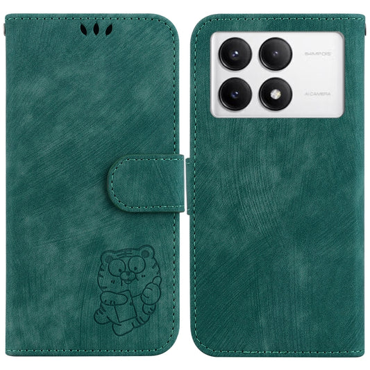 For Redmi K70 / K70 Pro Little Tiger Embossed Leather Phone Case(Green) - Xiaomi Cases by buy2fix | Online Shopping UK | buy2fix