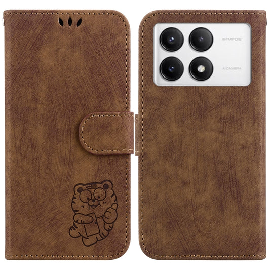 For Redmi K70 / K70 Pro Little Tiger Embossed Leather Phone Case(Brown) - Xiaomi Cases by buy2fix | Online Shopping UK | buy2fix