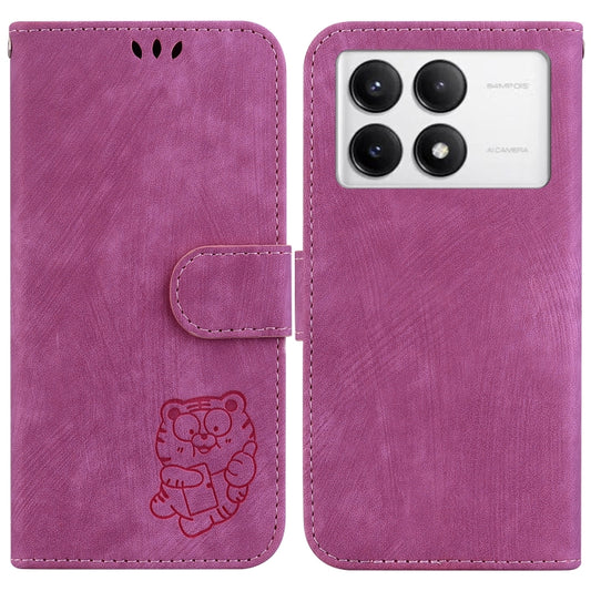 For Redmi K70 / K70 Pro Little Tiger Embossed Leather Phone Case(Rose Red) - Xiaomi Cases by buy2fix | Online Shopping UK | buy2fix