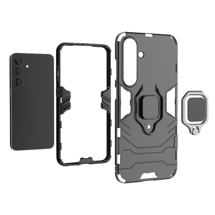 For Samsung Galaxy S25+ 5G PC + TPU Shockproof Protective Phone Case with Magnetic Ring Holder(Black) by buy2fix