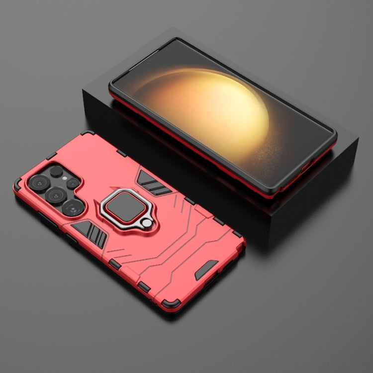 For Samsung Galaxy S25 Ultra 5G PC + TPU Shockproof Protective Phone Case with Magnetic Ring Holder(Red) by buy2fix