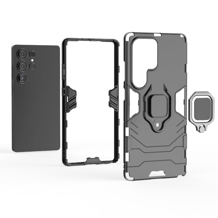 For Samsung Galaxy S25 Ultra 5G PC + TPU Shockproof Protective Phone Case with Magnetic Ring Holder(Navy Blue) by buy2fix