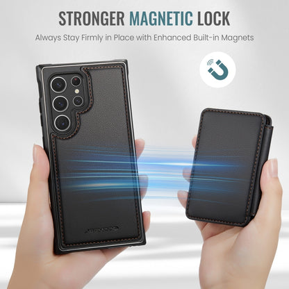 For Samsung Galaxy S22 Ultra 5G JEEHOOD J05 Business Magnetic Style RFID Leather Phone Case(Black) - Galaxy S22 Ultra 5G Cases by JEEHOOD | Online Shopping UK | buy2fix
