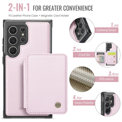 For Samsung Galaxy S22 Ultra 5G JEEHOOD J05 Business Magnetic Style RFID Leather Phone Case(Pink) - Galaxy S22 Ultra 5G Cases by JEEHOOD | Online Shopping UK | buy2fix