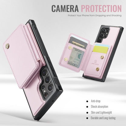 For Samsung Galaxy S22 Ultra 5G JEEHOOD J05 Business Magnetic Style RFID Leather Phone Case(Pink) - Galaxy S22 Ultra 5G Cases by JEEHOOD | Online Shopping UK | buy2fix