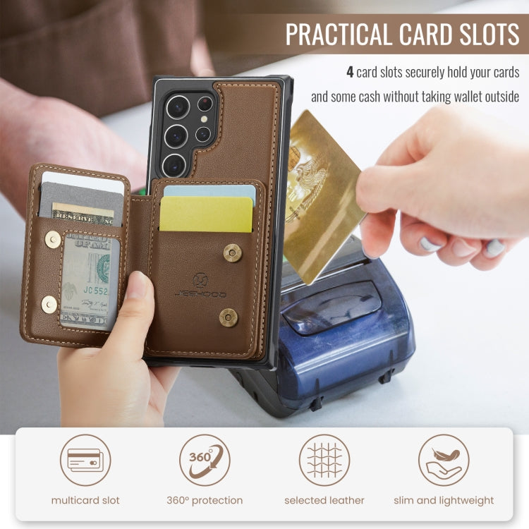 For Samsung Galaxy S22 Ultra 5G JEEHOOD J05 Business Magnetic Style RFID Leather Phone Case(Brown) - Galaxy S22 Ultra 5G Cases by JEEHOOD | Online Shopping UK | buy2fix