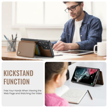 For Samsung Galaxy S22 Ultra 5G JEEHOOD J05 Business Magnetic Style RFID Leather Phone Case(Brown) - Galaxy S22 Ultra 5G Cases by JEEHOOD | Online Shopping UK | buy2fix