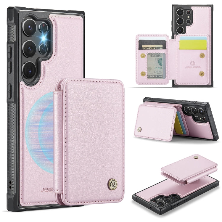 For Samsung Galaxy S23 Ultra 5G JEEHOOD J05 Business Magnetic Style RFID Leather Phone Case(Pink) - Galaxy S23 Ultra 5G Cases by JEEHOOD | Online Shopping UK | buy2fix