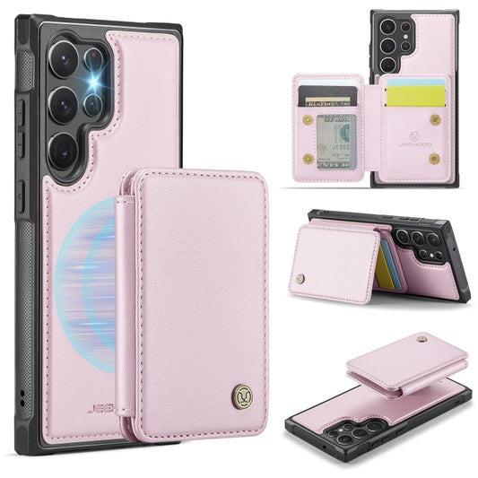 For Samsung Galaxy S23 Ultra 5G JEEHOOD J05 Business Magnetic Style RFID Leather Phone Case(Pink) - Galaxy S23 Ultra 5G Cases by JEEHOOD | Online Shopping UK | buy2fix