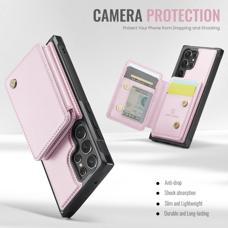 For Samsung Galaxy S23 Ultra 5G JEEHOOD J05 Business Magnetic Style RFID Leather Phone Case(Pink) - Galaxy S23 Ultra 5G Cases by JEEHOOD | Online Shopping UK | buy2fix