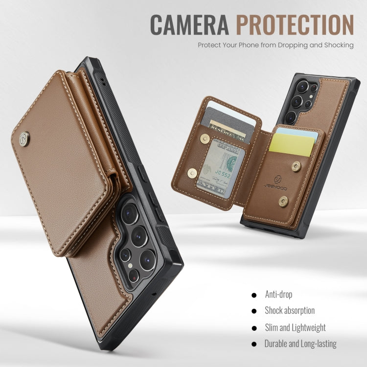 For Samsung Galaxy S23 Ultra 5G JEEHOOD J05 Business Magnetic Style RFID Leather Phone Case(Brown) - Galaxy S23 Ultra 5G Cases by JEEHOOD | Online Shopping UK | buy2fix