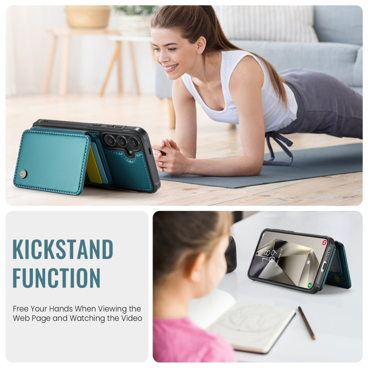 For Samsung Galaxy S24 5G JEEHOOD J05 Business Magnetic Style RFID Leather Phone Case(Blue Green) - Galaxy S24 5G Cases by JEEHOOD | Online Shopping UK | buy2fix