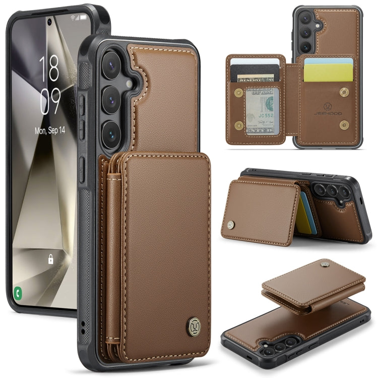 For Samsung Galaxy S24+ 5G JEEHOOD J05 Business Magnetic Style RFID Leather Phone Case(Brown) by JEEHOOD
