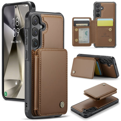 For Samsung Galaxy S24+ 5G JEEHOOD J05 Business Magnetic Style RFID Leather Phone Case(Brown) by JEEHOOD