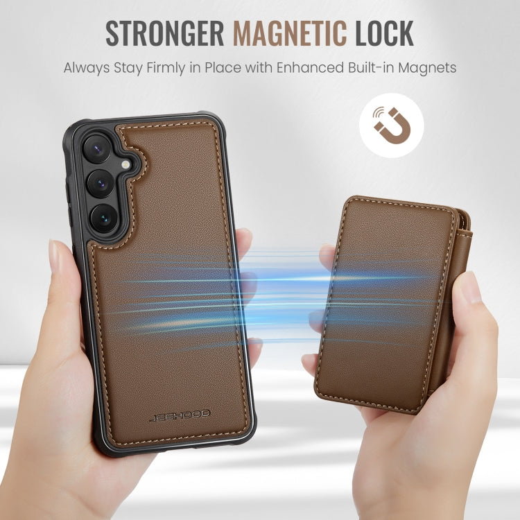 For Samsung Galaxy S24+ 5G JEEHOOD J05 Business Magnetic Style RFID Leather Phone Case(Brown) by JEEHOOD
