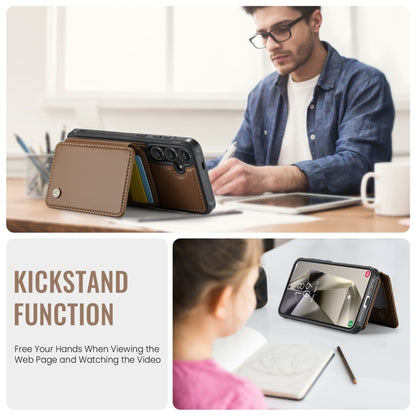 For Samsung Galaxy S24+ 5G JEEHOOD J05 Business Magnetic Style RFID Leather Phone Case(Brown) by JEEHOOD