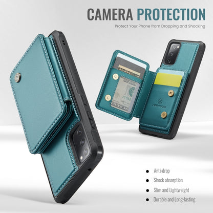 For Samsung Galaxy S20 FE JEEHOOD J05 Business Magnetic Style RFID Leather Phone Case(Blue Green) - Galaxy S20 FE Cases by JEEHOOD | Online Shopping UK | buy2fix