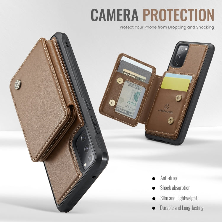For Samsung Galaxy S20 FE JEEHOOD J05 Business Magnetic Style RFID Leather Phone Case(Brown) - Galaxy S20 FE Cases by JEEHOOD | Online Shopping UK | buy2fix
