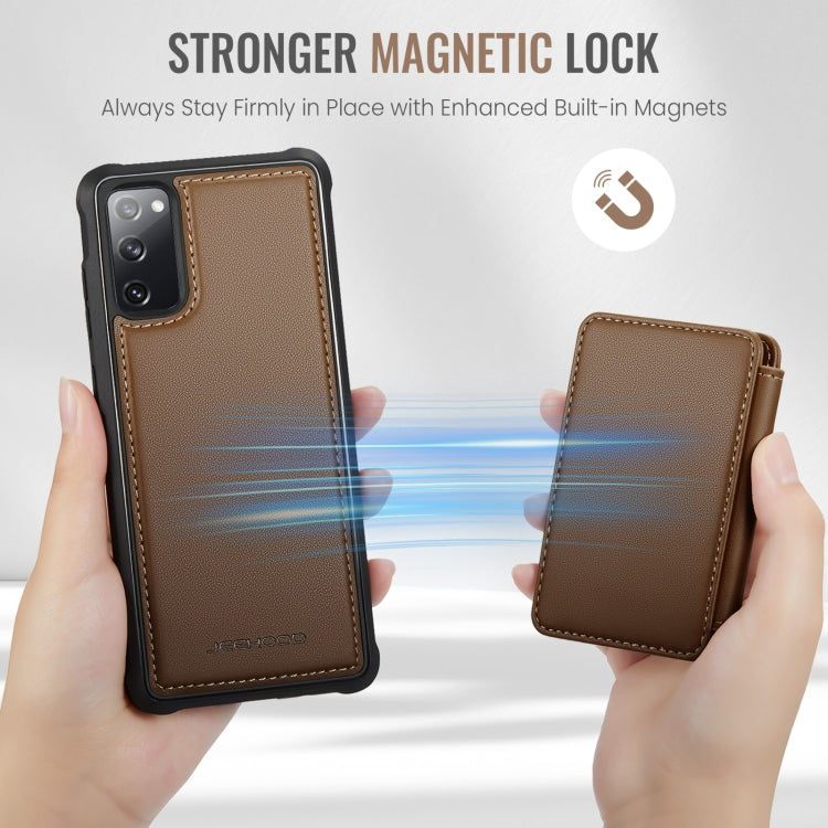 For Samsung Galaxy S20 FE JEEHOOD J05 Business Magnetic Style RFID Leather Phone Case(Brown) - Galaxy S20 FE Cases by JEEHOOD | Online Shopping UK | buy2fix