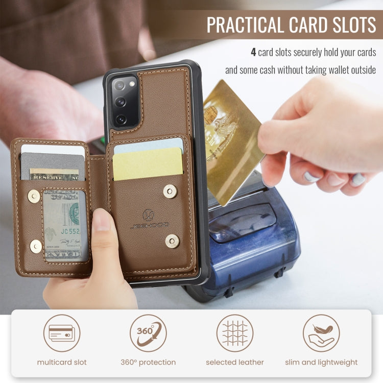 For Samsung Galaxy S20 FE JEEHOOD J05 Business Magnetic Style RFID Leather Phone Case(Brown) - Galaxy S20 FE Cases by JEEHOOD | Online Shopping UK | buy2fix