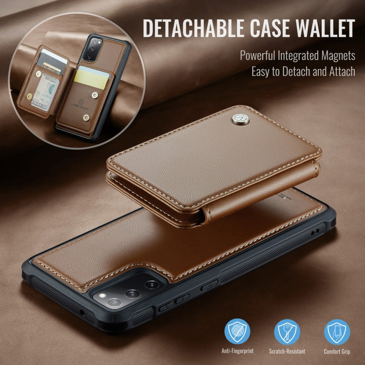 For Samsung Galaxy S20 FE JEEHOOD J05 Business Magnetic Style RFID Leather Phone Case(Brown) - Galaxy S20 FE Cases by JEEHOOD | Online Shopping UK | buy2fix