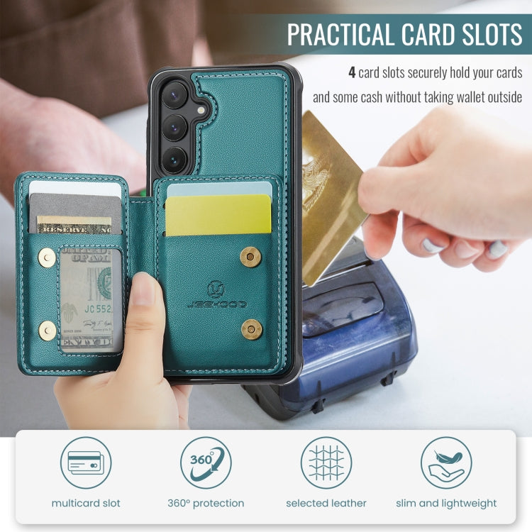 For Samsung Galaxy S23 FE 5G JEEHOOD J05 Business Magnetic Style RFID Leather Phone Case(Blue Green) - Galaxy S23 FE 5G Cases by JEEHOOD | Online Shopping UK | buy2fix