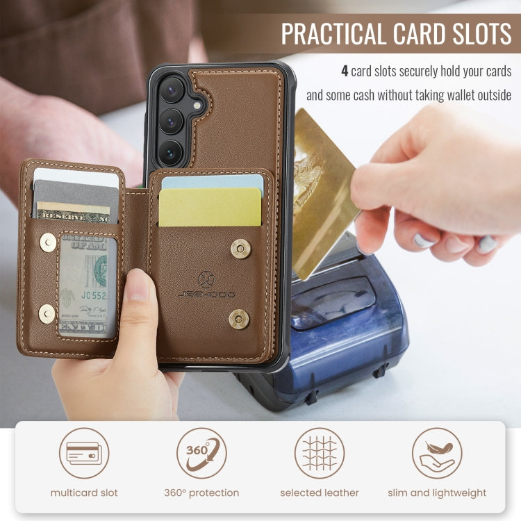 For Samsung Galaxy S23 FE 5G JEEHOOD J05 Business Magnetic Style RFID Leather Phone Case(Brown) - Galaxy S23 FE 5G Cases by JEEHOOD | Online Shopping UK | buy2fix