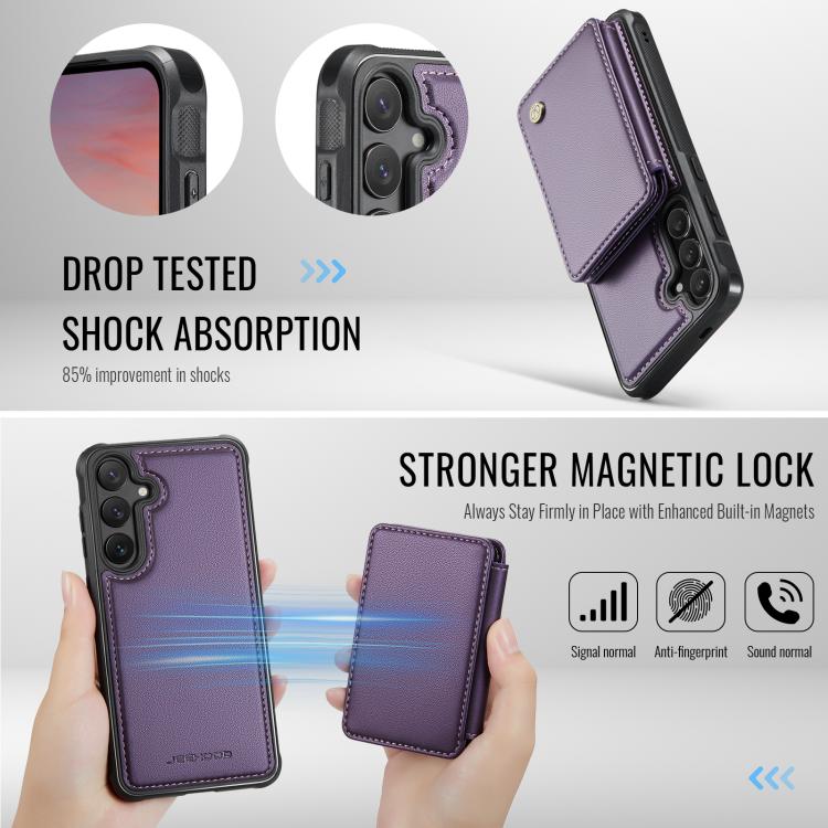 For Samsung Galaxy S25+ 5G JEEHOOD J05 Business Magnetic Style RFID Leather Phone Case(Purple) - Galaxy S25+ 5G Cases by JEEHOOD | Online Shopping UK | buy2fix